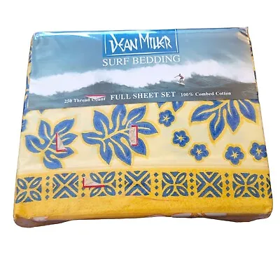 Dean Miller Surf Bedding Full Size Sheet Set Hawaiian Yellow Blue NWT DH564 • $110