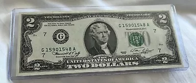 1976 Bicentennial Crisp Uncirculated Thomas Jefferson Two ( 2 ) Dollar Bill Note • $3.75