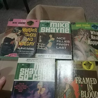 Lot-5 Vintage Brett Halliday Mike Shayne Mysteries • $44.95