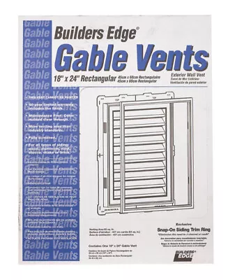 Builders Edge  18 In. W X 24 In. L White  Plastic  Gable Vent • $64.28