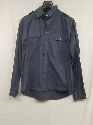 CPT Cockpit USA Shirt Men Large Blue Epaulets Button Up Long Sleeve See All Pics • $13.85