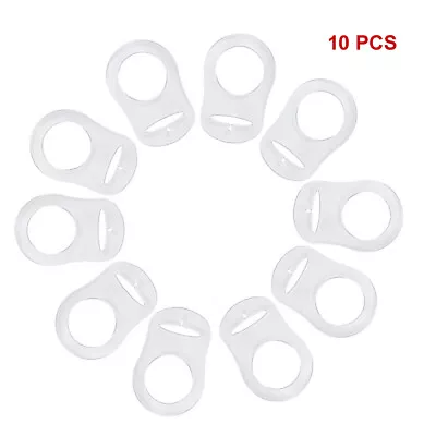 10 Pcs Soft Silicone Button MAM Ring Dummy Pacifier Holder Clip Adapter Clear • £4.89