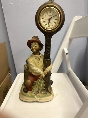 VTG Melody In Motion Willie The Golfer Hand Painted Porcelain Bisque Alarm Clock • $90