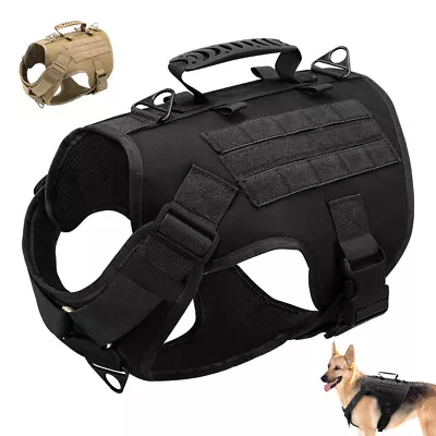 Military Tactical Dog Harness No Pull Training Vest Adjustable German Shepherd • $37.39