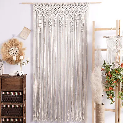 Handmade Macrame Curtain Large Boho Woven Wall Hanging Window Panel Closet Decor • $38.99