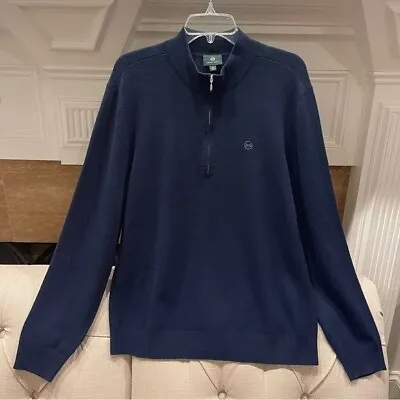 AG Wool Cashmere Sweater Mens XL Green Label 1/4 Zip Blue Golf Sweater • $48.99