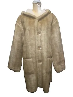 Jones New York BOHO Reversible Hooded Faux Mink Fur/Suede Coat Jacket Large EUC • $38