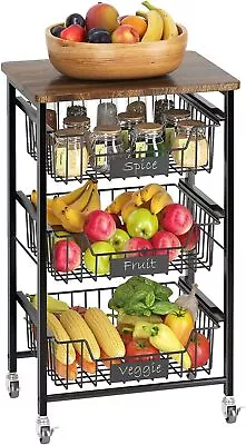 Kitchen Storage Cart With Wheels 4-Tier Metal Utility Rolling Cart • $40.47