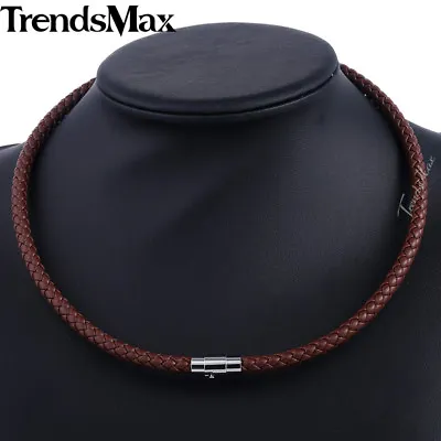 Braided Rope Cord Necklace Mens Chain Man-made Leather Choker 4/6/8mm 16-24 Inch • $7.99