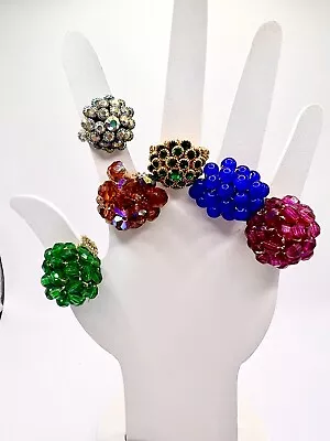 Fun Lot Of 6 Vtg Colorful Stretch Rings • $15