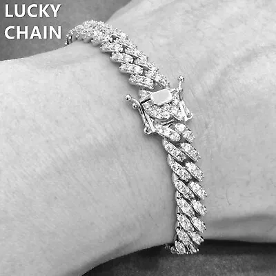 7.5 -24''8mm 14k White Gold Finish Bling Out Cuban Chain Necklace Or Bracelet • $37.99