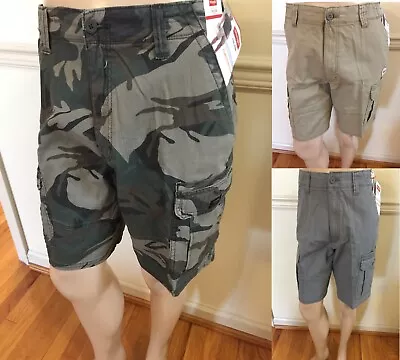 $27.50 • Buy NWT Wrangler Men's Cargo Shorts Black Gray Green Tan 1 Tech Pocket Relaxed 10  I