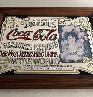 A Nice Vintage Wooden Framed COCA COLA Advertising Mirror • £42