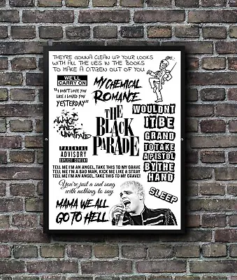 My Chemical Romance Poster Doodle Song Lyric Print The Black Parade Gift Idea • £5.95