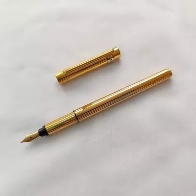 Must De Cartier Gold Plated Fountain Pen 18kt Gold Nib • $421.13