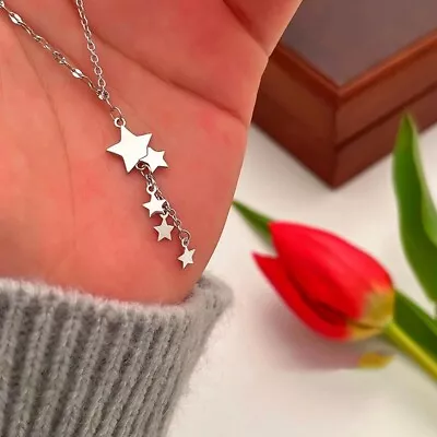 Star Drop Pendant 925 Sterling Silver Chain Necklace Womens Jewellery Gifts UK • £3.29