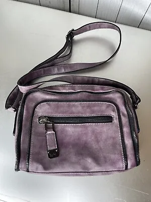Nicole Miller Purple Metallic Zipper Accent Purse Satchel Bag Crossbody • $21.84