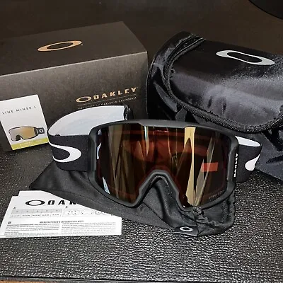OAKLEY OO7070-C3 Line Miner L Snow Goggles Prizm Sage Gold Lenses  Black Strap • $124.99