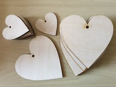 Wooden Wood Heart Shape Tag Wood Craft Blanks Ply & MDF Bunting 3mm Thick • £3