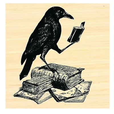 P51 Reading Crow Black Raven Rubber Stamp • $15