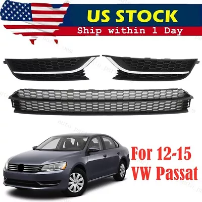 Fit For VW Passat 2012-2015 Front Lower Grille Grill & Fog Light Cover Bezel Set • $70.99