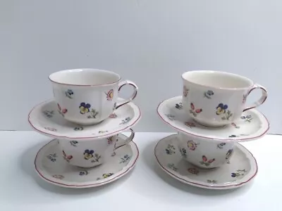 Villeroy & Boch Petite Fleur Porcelain Tea Cup & Saucer Set Of Four Depuis 1748 • $84.50