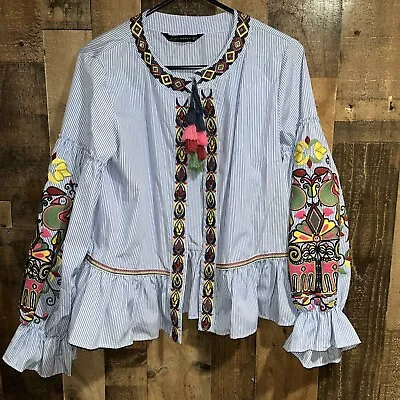 ZARA EMBROIDERED KIMONO STYLE JACKET SIZE Small • $36