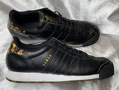 Adidas Originals Samoa Men's Black Gold Leopard Animal Print Sneakers Size 11.5 • $40