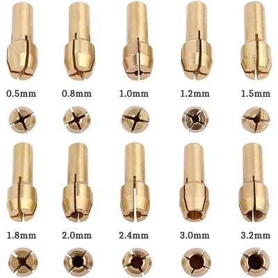 10pc 0.5-3.2mm Small Hand Electric Drill Collet Set Mini Micro Twist Chuck Tool • $7.02