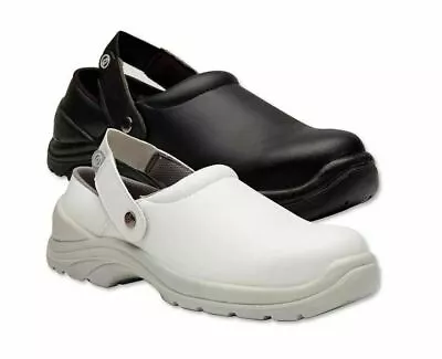 Hygiene Clogs Safety Work Shoes Food Safe Steel Toe Cap Blackrock 4-12 • £24.95