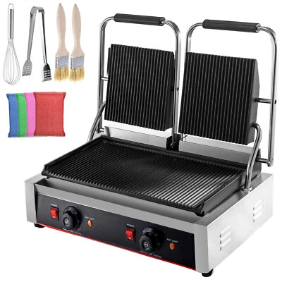 $320 • Buy Commercial Panini Press Grill Electric Grill Griddle 3600W Double Grooved Plates