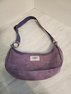 UGG AUSTRALIA Purse Small Purple Shearling 10x6 Lined Zipper Adjustable Handle • $24