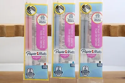 £2.99 • Buy New Paper Mate Erasable Twin Pack Gel Ballpoint Refills, 3 Colours, UK Seller