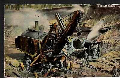 Postcard Railroad Steam Shovel Train Railway Work Scene Superior WI 1912 Flag Ca • $19.77