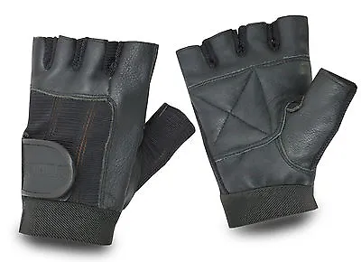 £3.99 • Buy Leather Half Finger Gym Gloves Grip Padded Fitness Finger Less Sports Cycling 