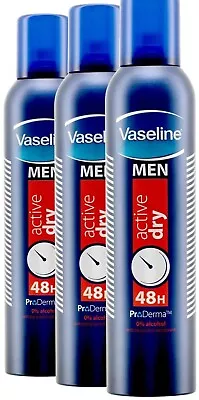 Vaseline Men Active Dry Anti-Perspirant Deodorant Spray 250ml X 3 • £12.25