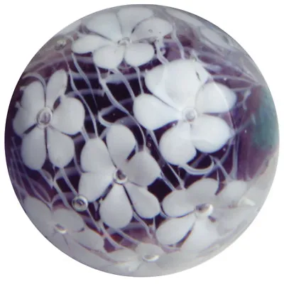 22mm SWEET DITSY Purple/White Flower Handmade Art Glass Marble 7/8  SHOOTER • $8.95