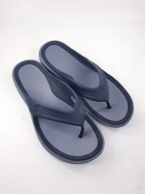 Crocs Size 9 (42) Black Rubber Flip Flops Mens Toe Post Flat Beach Sandals • £15