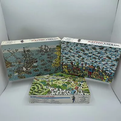 3 Vintage 1989 & 1991 Where's Waldo 100 Piece Puzzles - COMPLETE - Fast Ship! • $24.99