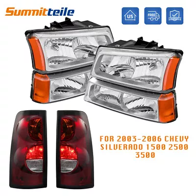 Clear Housing Headlights Smoke Tail Lights For 2003-06 Chevy Silverado 1500 2500 • $121.79