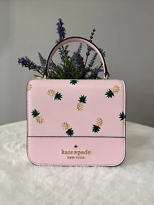 New Kate Spade Staci Square Top Handle Pineapple Crossbody Bag Pink Multi • $99.99