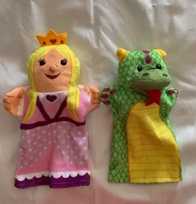 2 Melissa & Doug  Hand Puppets Princess And  Palace Pet Dragon • $9