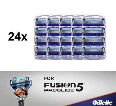 24 PCS 5-Blade Shaving Cartridge For Gilette Fusion Proglide Mach Razor • $29.07