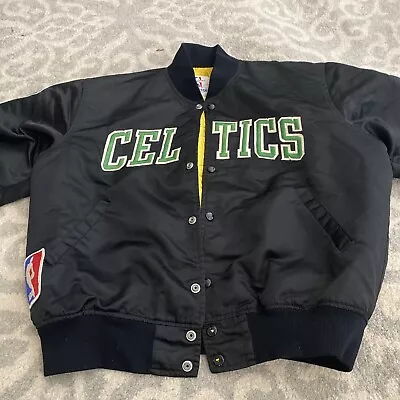 Boston Celtics Starter Jacket Nylon Mens L Vintage Rare NBA Black Yellow Green • $450