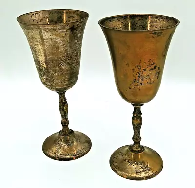 2 Vintage Brass Metal Goblets Drink Cups Ware Made In India Large 5.5  Tall • $29.99