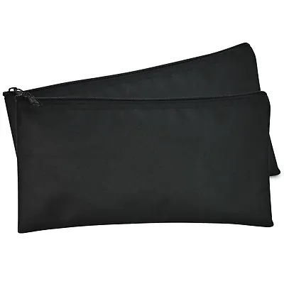 DALIX Zipper Money Bank Bag Pencil Pouch Makeup Travel Accessories Black 2 PACK • $7.95