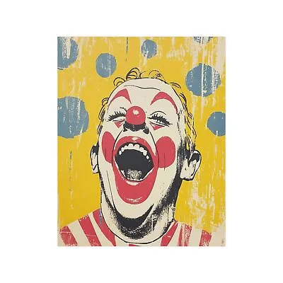Retro Clown Poster Vintage Screen Print Wall Art Clown Wall Art Laughing Clown • $10.23