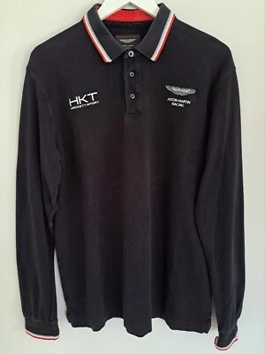 £29 • Buy Hackett Aston Martin Racing Mens Black Long Sleeve Polo Shirt - Size XL