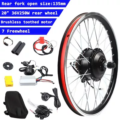 20'' Inch 36V 250W Electric Bicycle E Bike Rear Wheel Hub Motor Conversion Kit  • £199.23