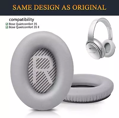 Bose Ear Pads QC35 Ii Earpads Cushions Quiet Comfort Headphones Grey Silver Cups • $27.75